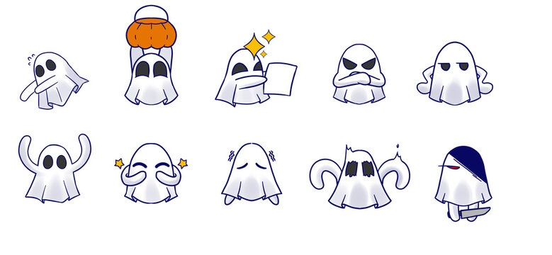 sheet ghost with many pose	