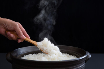 土鍋でご飯を炊く　炊飯　
