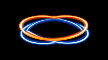 Naklejka premium Swirling patterns of orange and blue light intertwine against a dark canvas, evoking a sense of winter wonder and abstract beauty. The vibrant colors seem to pulse with energy