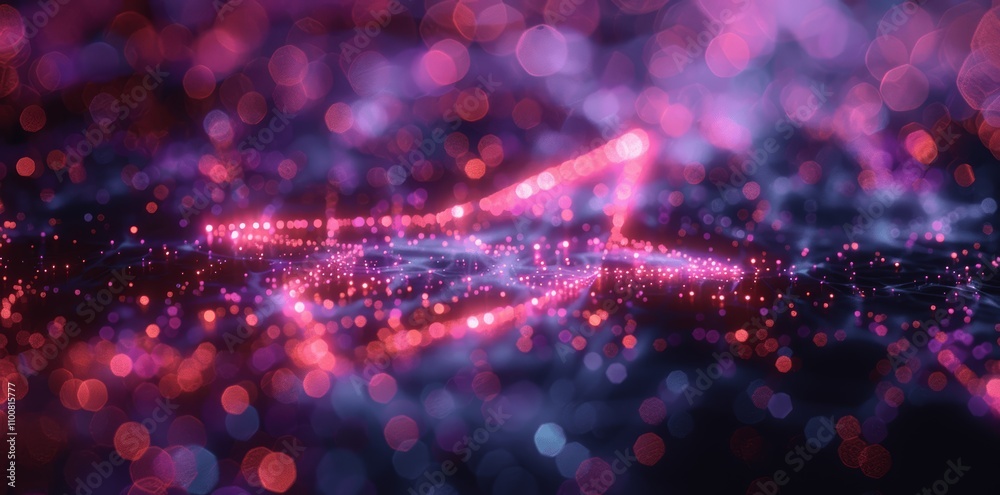 Wall mural digital arrow in abstract space with glowing connections