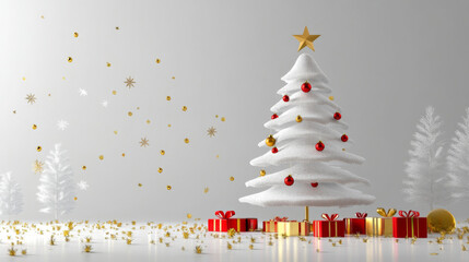 Fototapeta premium 3D render background on Christmas tree poster background