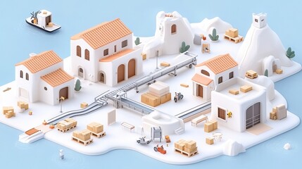 Innovative modern distribution warehouse with efficient conveyor belts and streamlined logistics operations