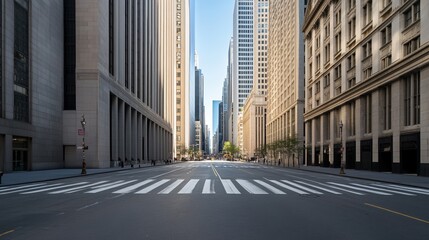 Obraz premium Empty streets reflecting economic uncertainty amid stock market turmoil and financial instability in urban centers
