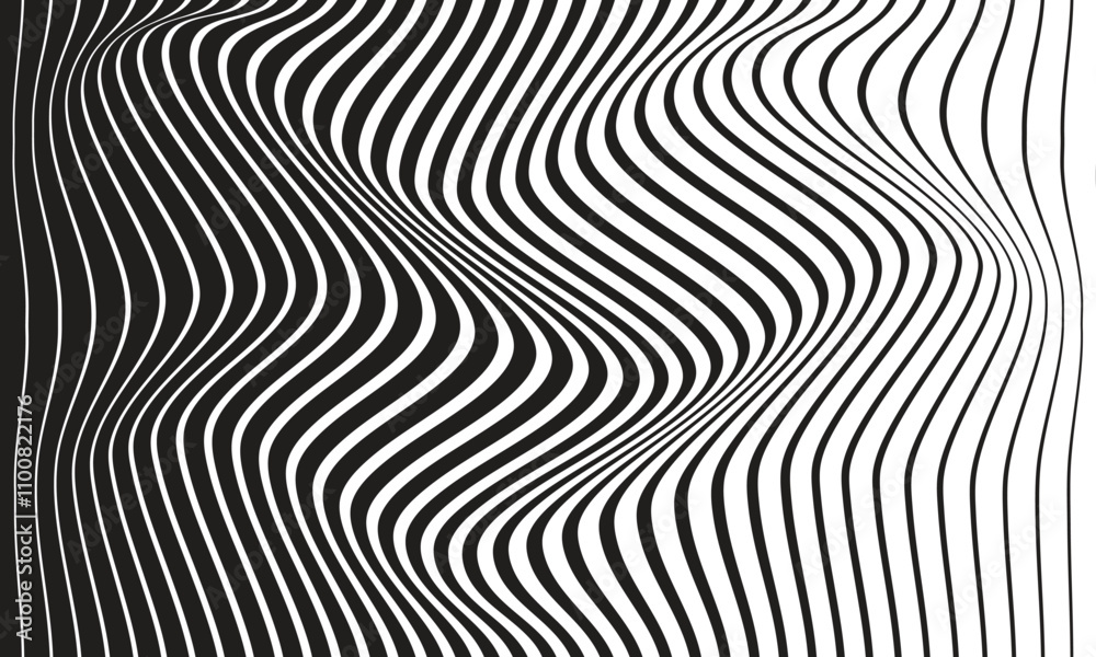 Poster abstract simple black big to small wave line pattern can be used background.