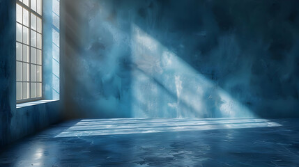 Blue Room with Window Light 3D Illustration