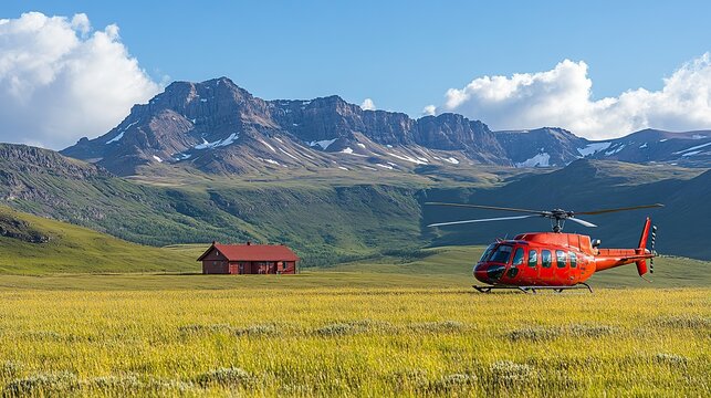 A distant heliport signifies remote access to vital services, emphasizing the importance of connectivity in isolated areas.