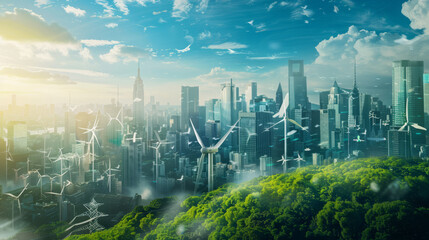 Naklejka premium Sustainable energy concept.renewable electricity and fuel. Clean energy management for future environment