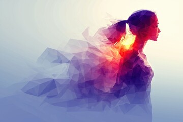 Abstract Low Poly Woman Silhouette Colorful Geometric Portrait Trendy Background
