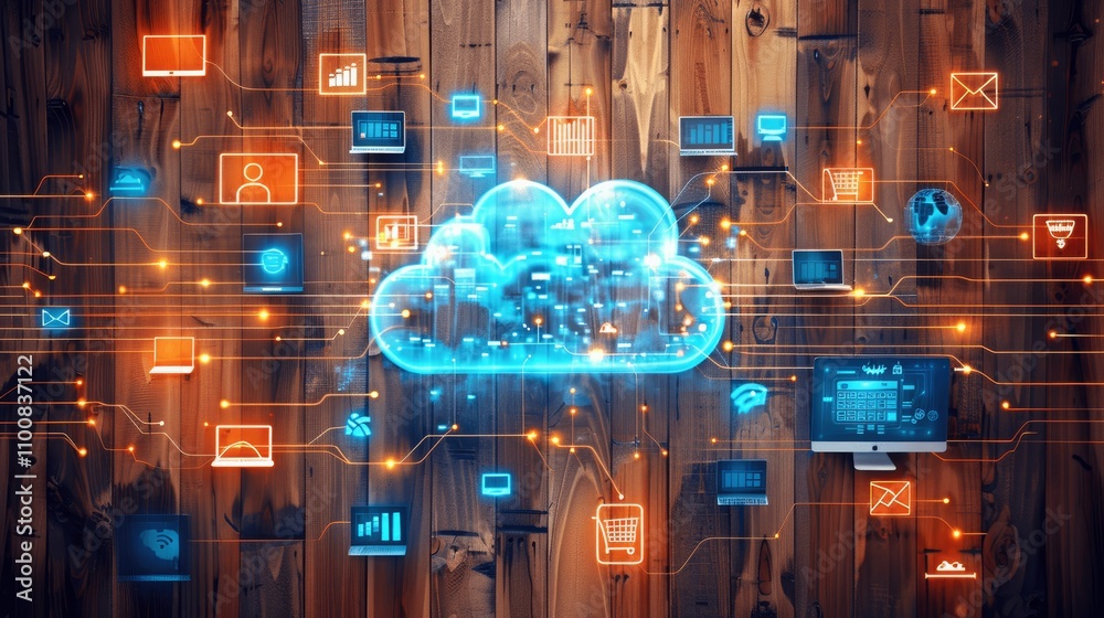Leinwandbilder exploring advanced document management technologies with cloud collaboration and smart devices