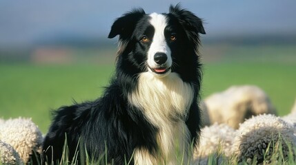 Charming Sheepdog Herding in Open Field Scene
