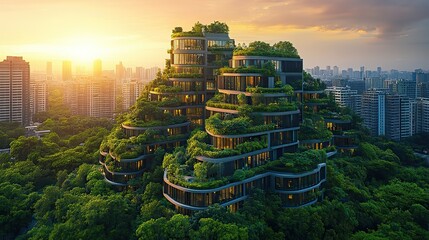 A green eco city concept promotes sustainable living, highlighting the importance of renewable energy in urban planning.