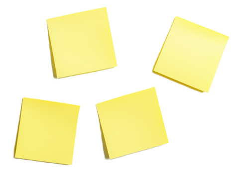 Yellow post-it, isolated on white or transparent background, png file