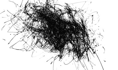 Black scribbles isolated on white or transparent background