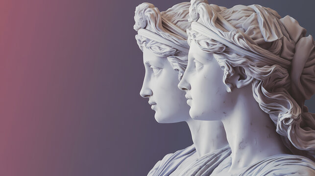 Illustration of a renaissance marble statue of moirai, goddesses of fate. moirai in greek mythology is known as parcae in roman mythology. Mythology. Illustration