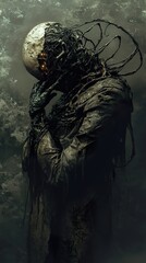 Fototapeta premium Contemplation of the Abyss: A Dark Fantasy Digital Painting