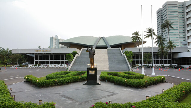 Front yard of the Indonesian People's Representative Council building (Gedung DPR) on november 21, 2024 in Jakarta, Indonesia