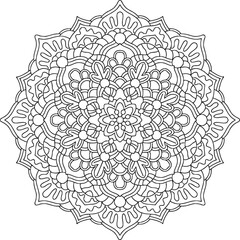 Fototapeta premium Circular pattern in mandala shape for Henna Mehndi tattoo decoration. Decorative ornament in ethnic oriental style