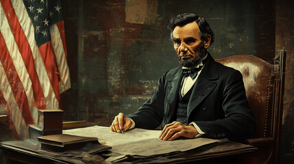 Emancipation Proclamation Document � Stylized image of the historic proclamation, Lincoln's Birthday,