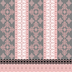 Art Abstract with Pixel Art Designs. Traditional Cross Stitch needlework. Geometric Ethnic Pattern, Embroidery, Textile Ornamental, Fabric, Hand Stitch Pattern, Cultural Stitching Pixel Art