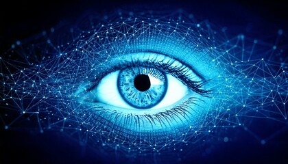 Obraz premium Iris Recognition Technology - Cybersecurity Eye Scan 3D CGI Illustration. 