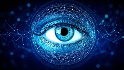 Iris Recognition Technology - Cybersecurity Eye Scan 3D CGI Illustration. 