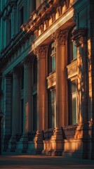 Obraz premium Ornate building facade with columns and windows.