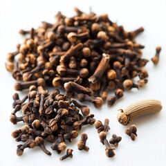Obraz premium Aromatic Dried Cloves Spice Pile Close Up