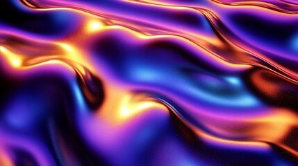 Obraz premium Fluid Iridescent Holographic Waves Abstract Background Design Colorful 3D Rendered Texture