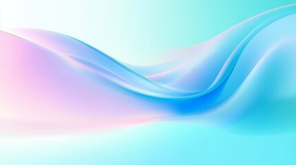 Obraz premium Abstract Digital Art Smooth Flowing Curves Pastel Blue White Pink Soft Teal Background