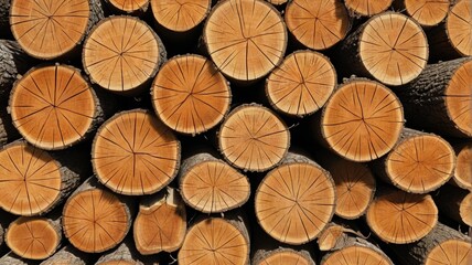 Fototapeta premium a close up of a pile of cut logs with a lot of wood