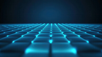 Obraz premium Glowing Blue Grid Pattern with Soft Light Effects in Dark Background
