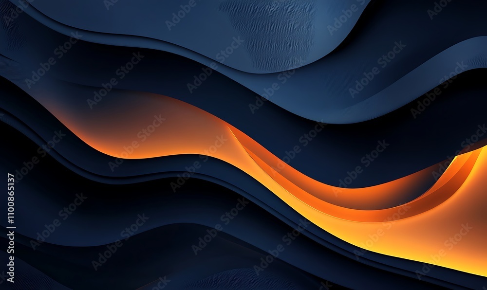 Wall mural dark blue design and orange gradient abstract background design banner with blur design