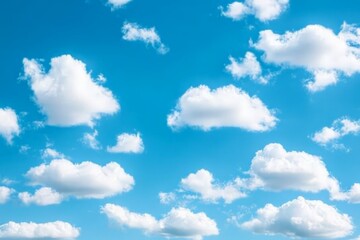 Serene Sky with Fluffy White Clouds Background