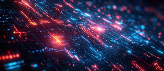 Obraz premium Abstract digital network with red and blue glowing lines.