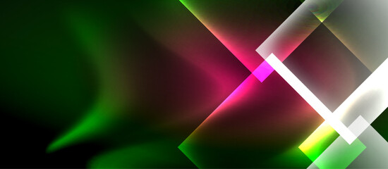 Obraz premium Glass squares with neon shiny light abstract background