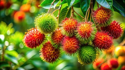 Rambutan Cluster Illustration - Vibrant Fruit Photography