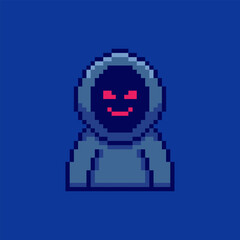 Obraz premium Pixel art Hooded Villain game asset design