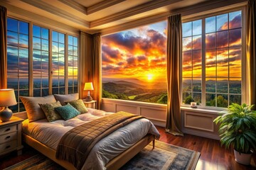 Sunset Bedroom Time-Lapse Animation 4K Background