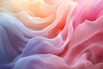 Obraz premium Abstract background of soft, flowing fabric in pastel shades of blue, pink, and yellow.