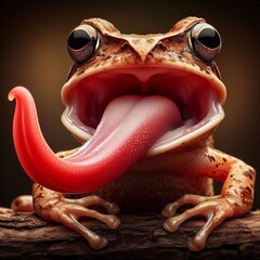 Close up of a frog's long tongue a quick and precise strike