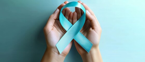 Teal Blue Awareness Ribbon for PTSD, Cervical Health, and Sexual Assault Support