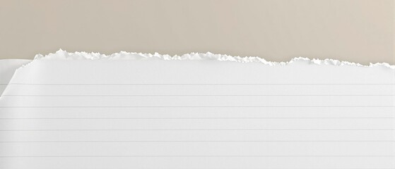 Obraz premium Close up of a torn white blank notepaper with lines, lines, notebook, macro, close up