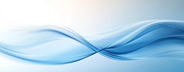 Obraz premium Abstract Digital Art Background Wavy Gradient Light Blue and White Flowing Curves