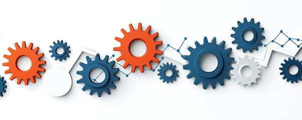 A colorful arrangement of gears representing teamwork and collaboration in a modern, dynamic design.