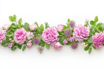Fototapeta premium Rustic Wild Roses and Thistles Bouquet Arrangement