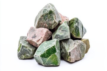 Smooth Gray Rocks with Green Moss Pile
