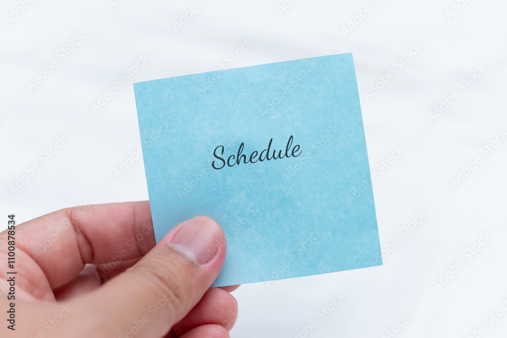 Poster handwritten note on schedule personal planning text on paper indoor space close-up view organization