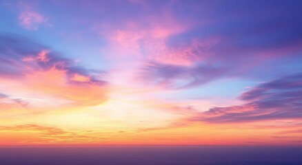 Fototapeta premium Stunning Sunset Sky with Vibrant Orange Pink Purple Blue Colors Over Sea