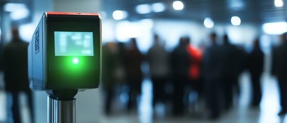 Digital screen displaying entry system status.