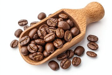 Fototapeta premium Cozy Wooden Scoop with Roasted Coffee Beans